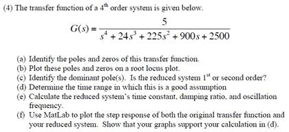 Solved The transfer function of a 4th order system is given | Chegg.com