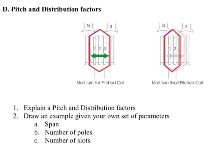 Solved D. Pitch and Distribution factors 1. Explain a Pitch