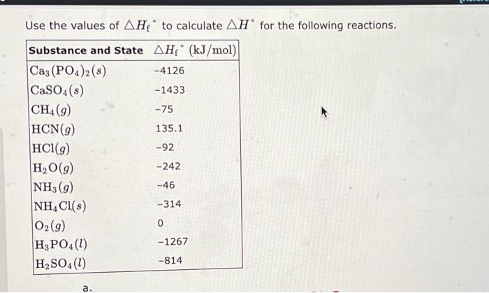 Use the values of ΔHf∘ to calculate ΔH∘ for the | Chegg.com
