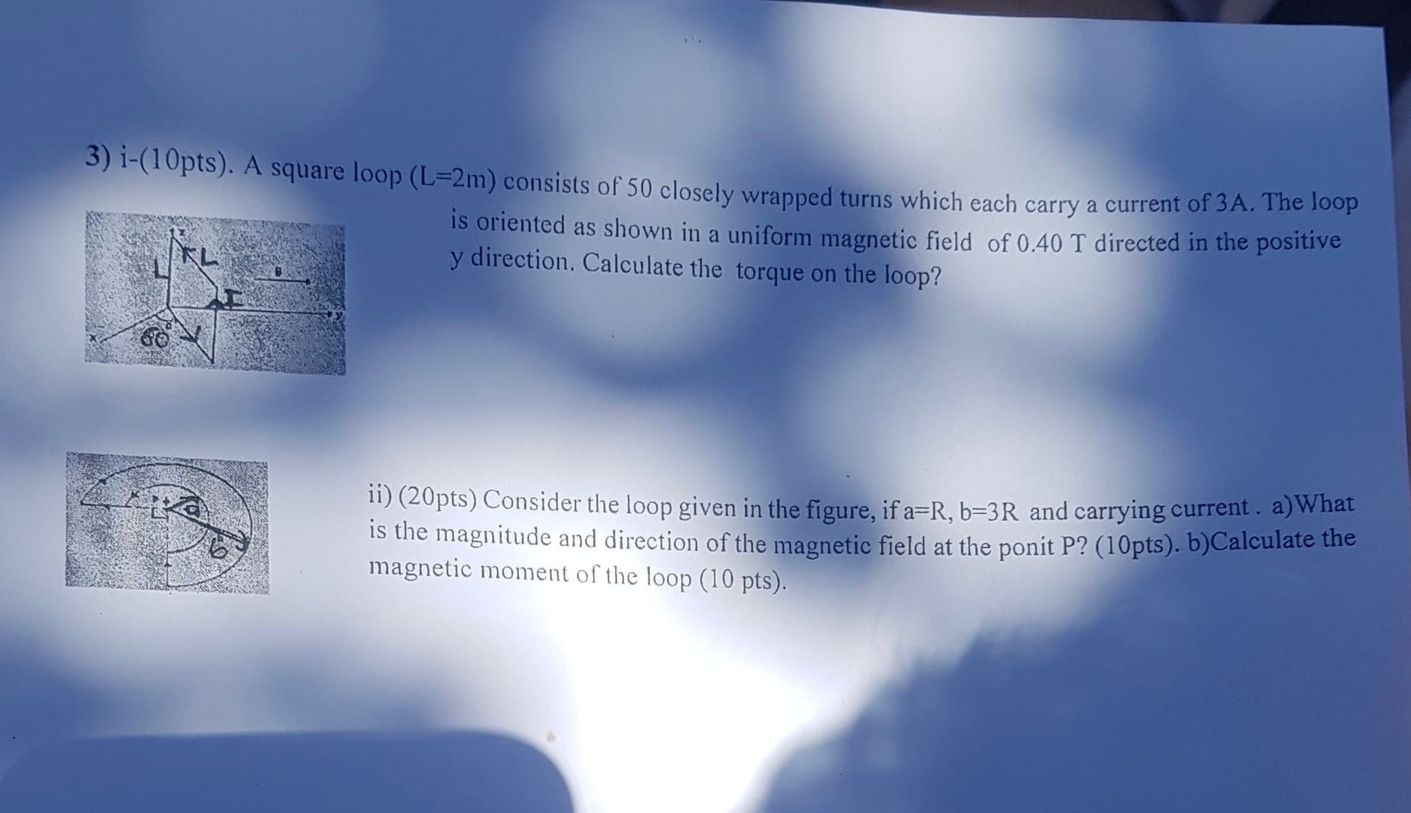 Solved i-(10pts). ﻿A square loop )=(2m ﻿consists of 50 | Chegg.com