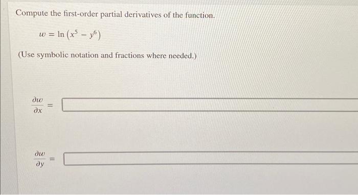 Solved Compute The First Order Partial Derivatives Of The 2802