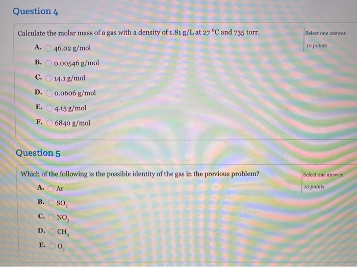Solved Question 4 Select one answer. 10 points Calculate the | Chegg.com