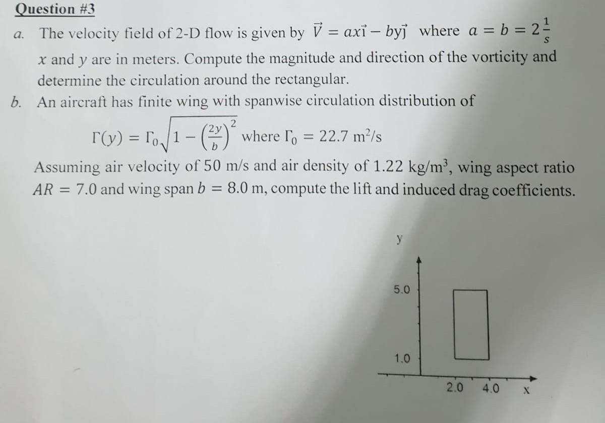 Solved = = S Question #3 a. The velocity field of 2-D flow | Chegg.com