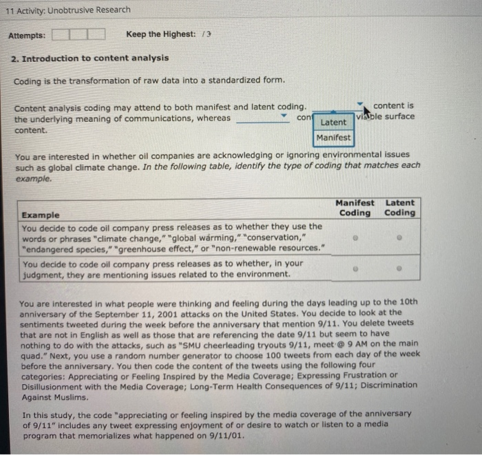 2. Introduction to content analysis Coding is the | Chegg.com