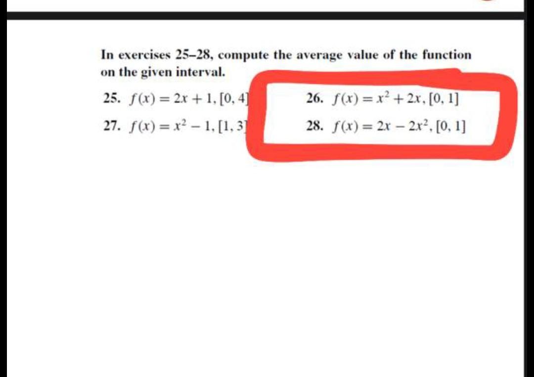 Solved In Exercises 25−28, Compute The Average Value Of The | Chegg.com