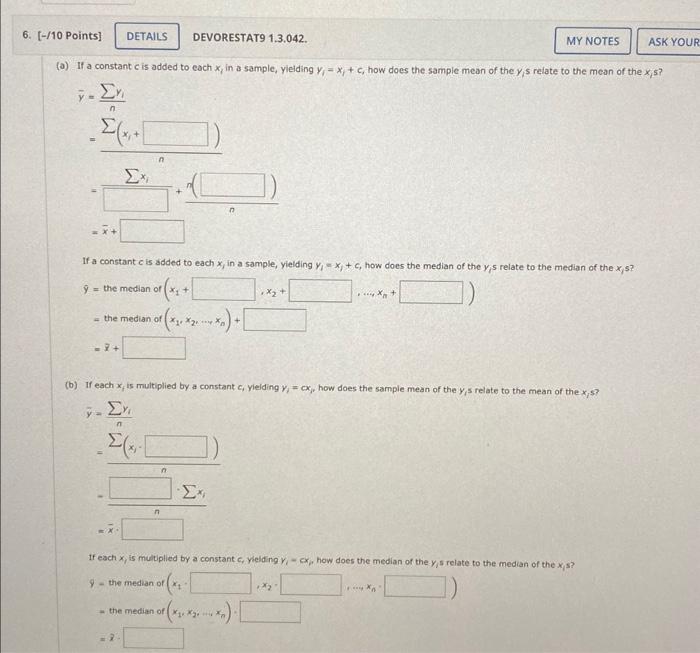 Solved a) If a constant c is added to each xi in a sample, | Chegg.com