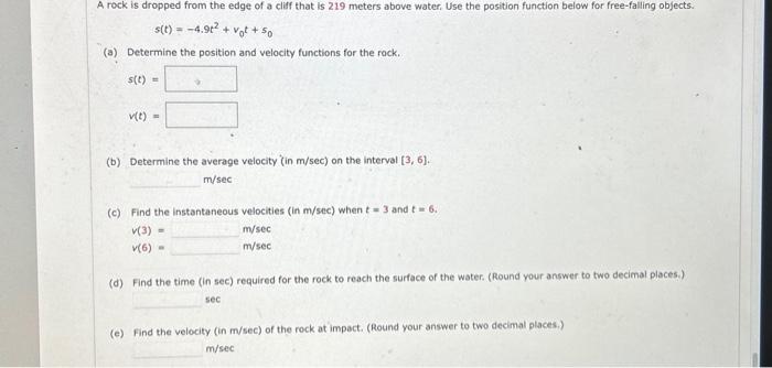 Solved A rock is dropped from the edge of a cliff that is | Chegg.com