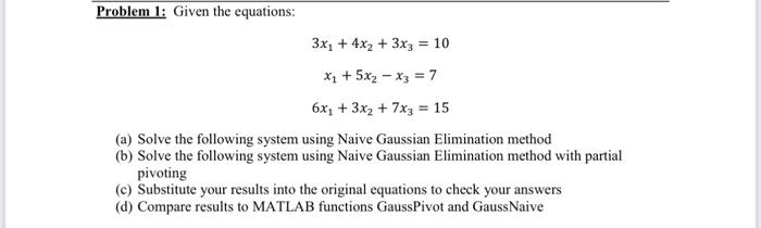 Solved Problem 1: Given the equations: | Chegg.com