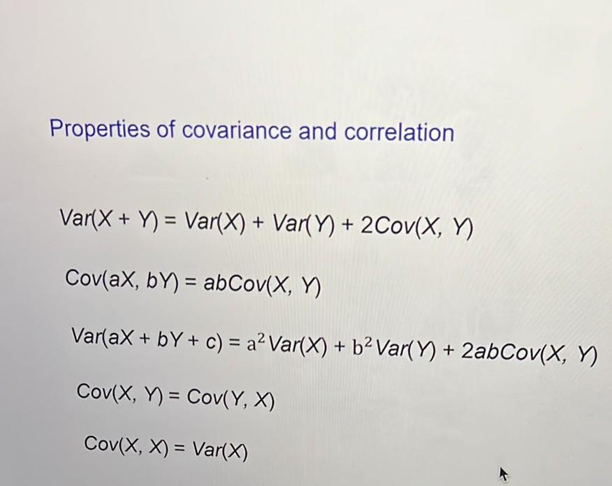 Solved Properties Of Covariance And Correlation | Chegg.com