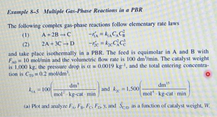 Solved Example 8-5 Multiple Gas-Phase Reactions in a PBR The | Chegg.com