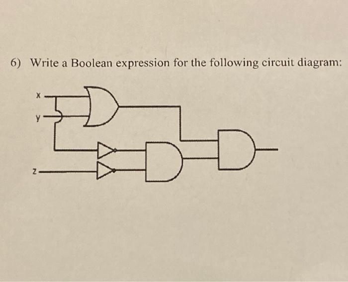 Solved 6) Write a Boolean expression for the following | Chegg.com