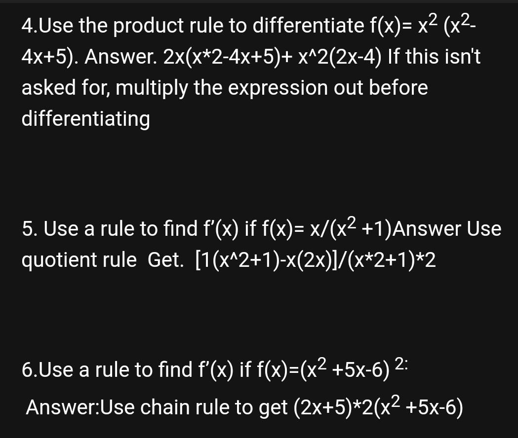 Solved 4 Use The Product Rule To Differentiate F X X2 6