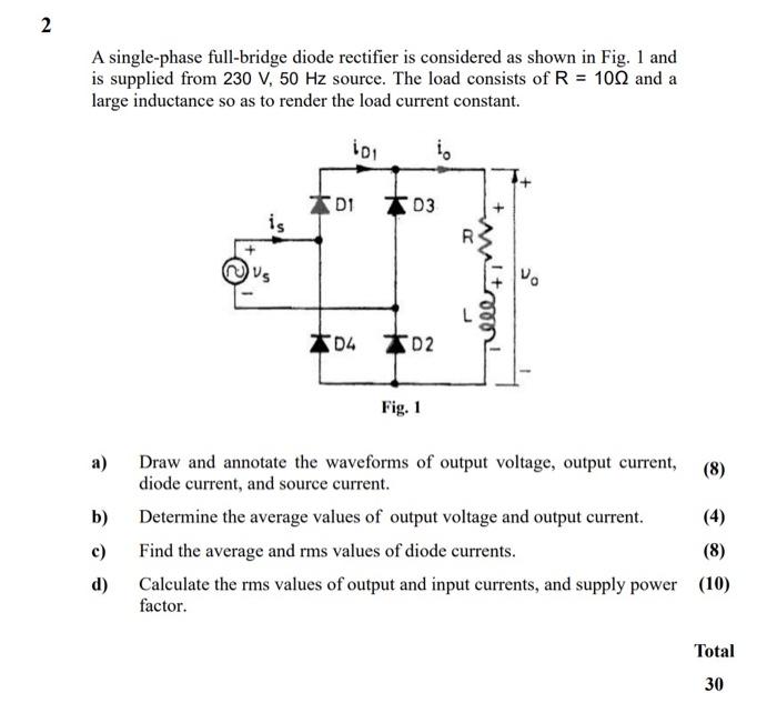 Solved A singlephase fullbridge diode rectifier is