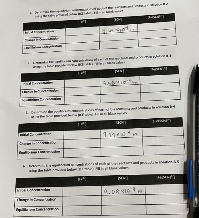 Solved 3. Determine the equilibrium concentrations of each | Chegg.com
