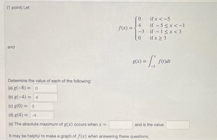 Solved (1 point) The figure below to the left is a graph of | Chegg.com