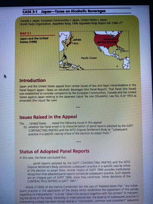 Solved CASE 31 Japan Taxes on Alcoholic Beverages Canada