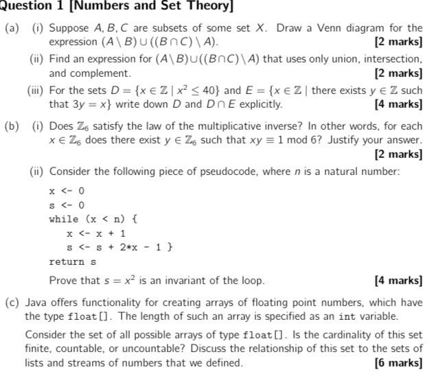 Solved Question 1 [Numbers And Set Theory] (a) (i) Suppose | Chegg.com