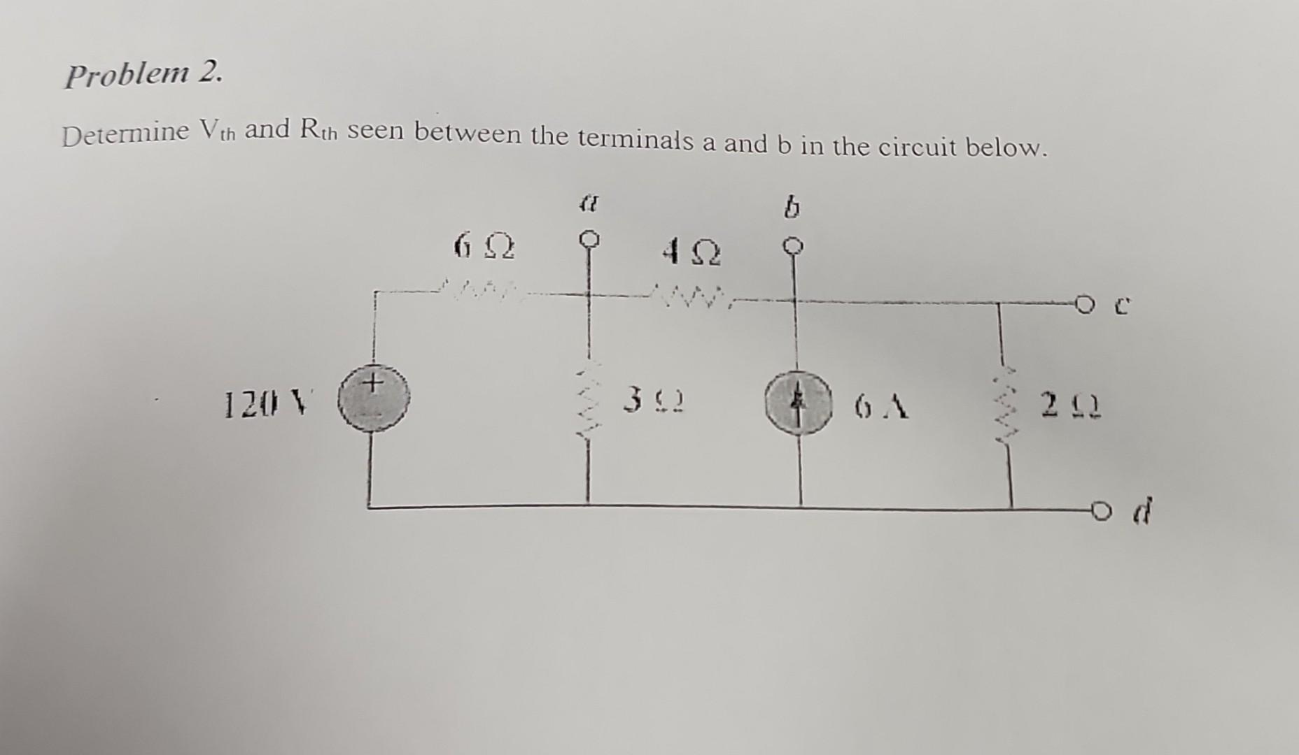 Solved Determine Vth And Rth Seen Between The Terminals A | Chegg.com