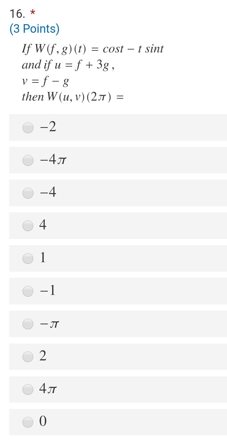 Solved 16 3 Points If W F G T Cost T Sint And Chegg Com
