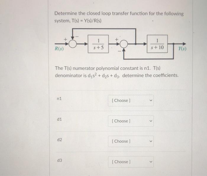 Solved Determine the closed loop transfer function for the | Chegg.com