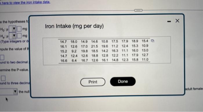 Solved The recoenmended dietary alowance (RDA) of iron for | Chegg.com