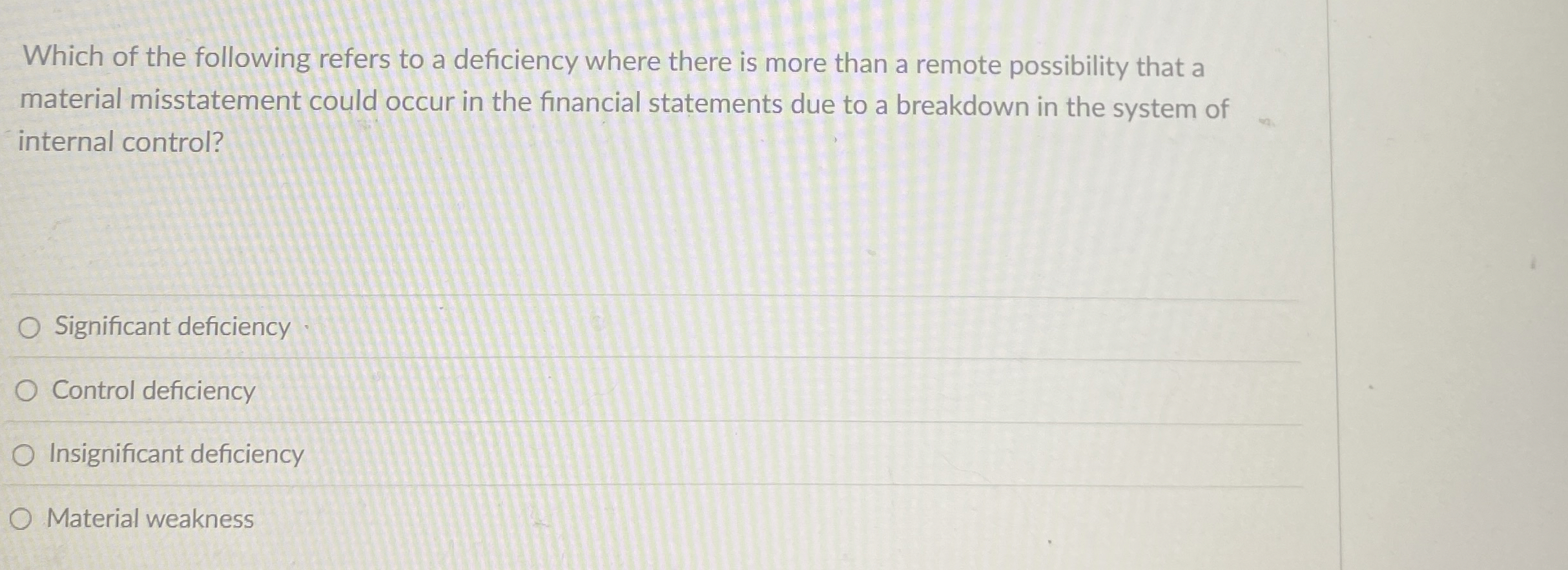 Solved Which of the following refers to a deficiency where | Chegg.com