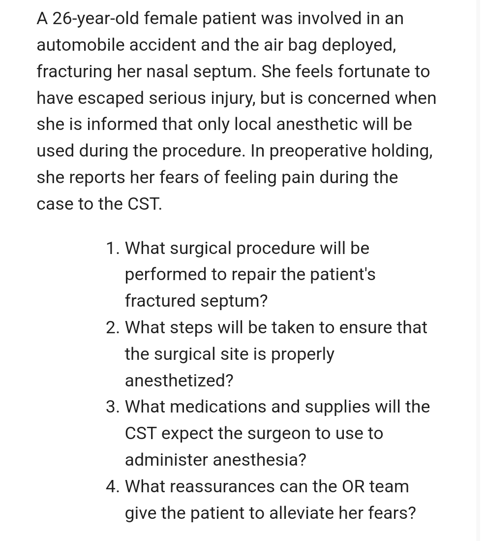 Solved A 26-year-old female patient was involved in an | Chegg.com