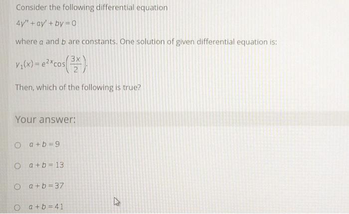 Solved Consider The Following Differential Equation | Chegg.com