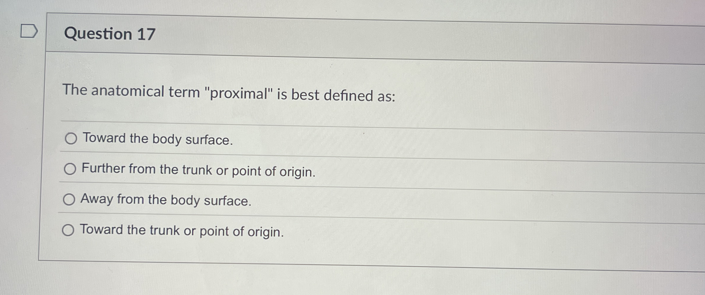 Solved Question 17The anatomical term 