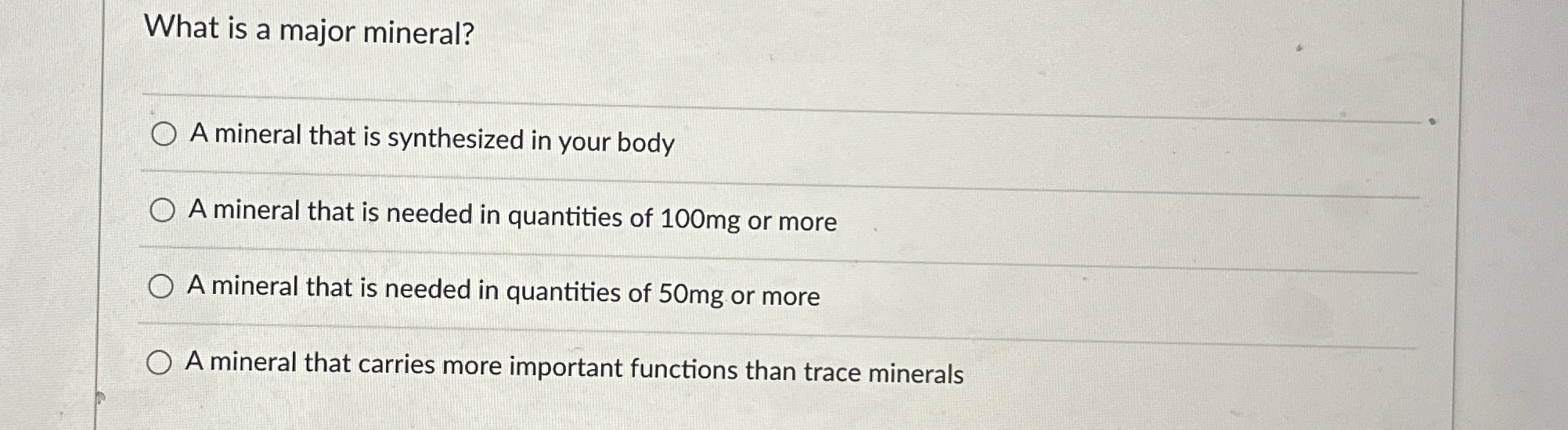 Solved What is a major mineral?q,A mineral that is | Chegg.com