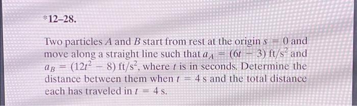 Solved *12-28. N Two particles A and B start from rest at | Chegg.com