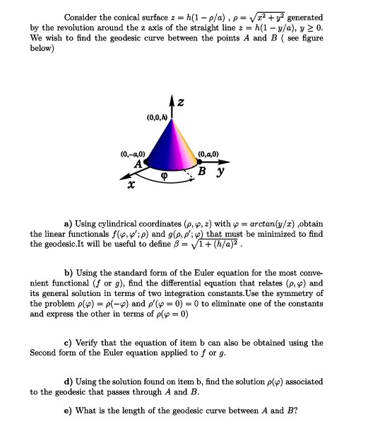 Consider The Conical Surface Z H 1 P A P Vr Chegg Com