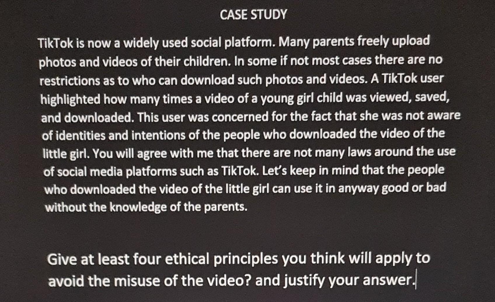 Solved CASE STUDY TikTok is now a widely used social | Chegg.com