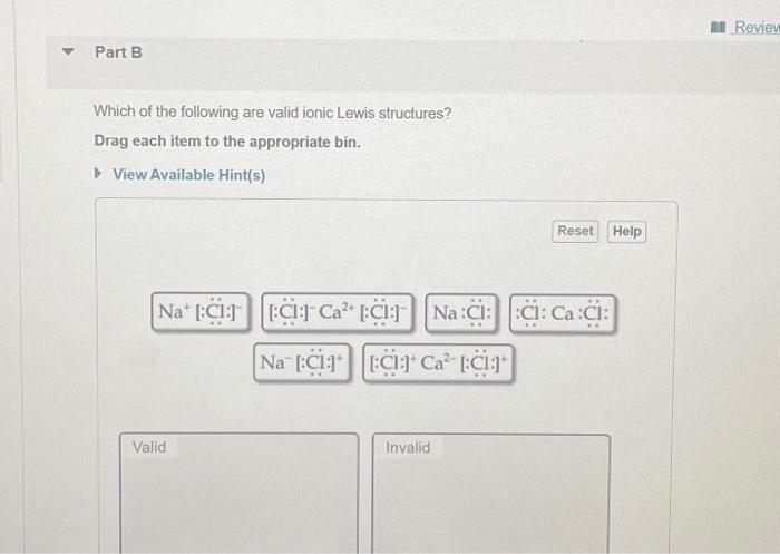 Solved Part B Which Of The Following Are Valid Ionic Lewis 7425