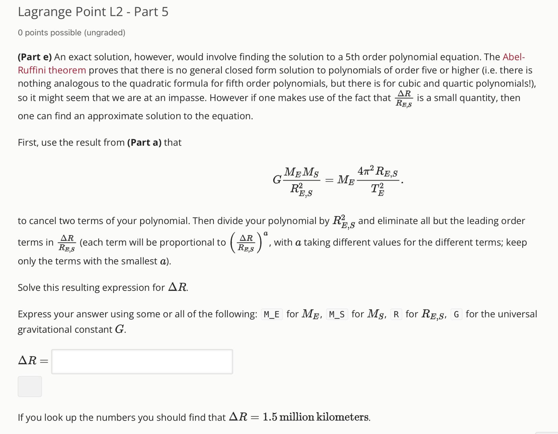 Solved Lagrange Point L2 - ﻿Part 50 ﻿points possible | Chegg.com