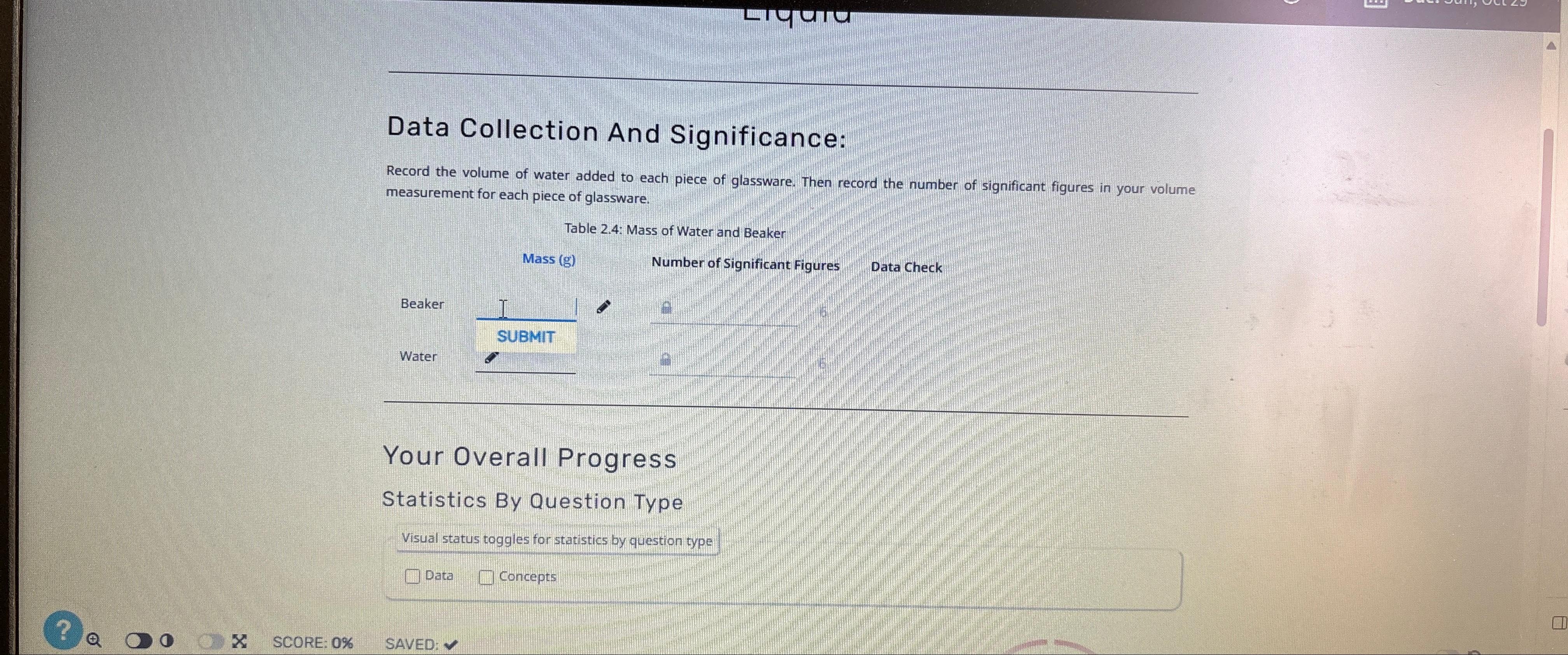 Data Collection And Significance:Record the volume of | Chegg.com