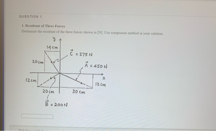 Solved Question 1 1 Resultant Of Three Forces Determine Chegg Com