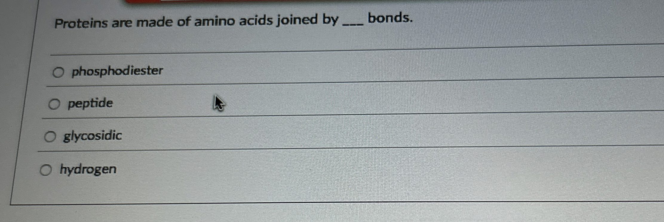 Solved Proteins are made of amino acids joined | Chegg.com