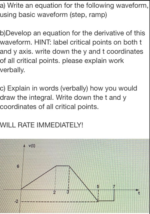 Solved a) Write an equation for the following waveform, | Chegg.com