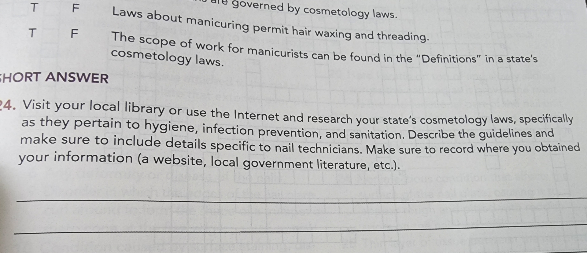 Solved governed by cosmetology laws.Laws about manicuring
