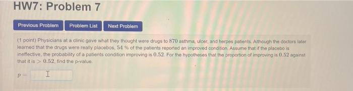 Solved HW7: Problem 7 Previous Problern Problem List Next | Chegg.com