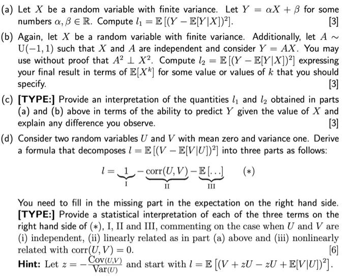 Solved = (a) Let X be a random variable with finite | Chegg.com