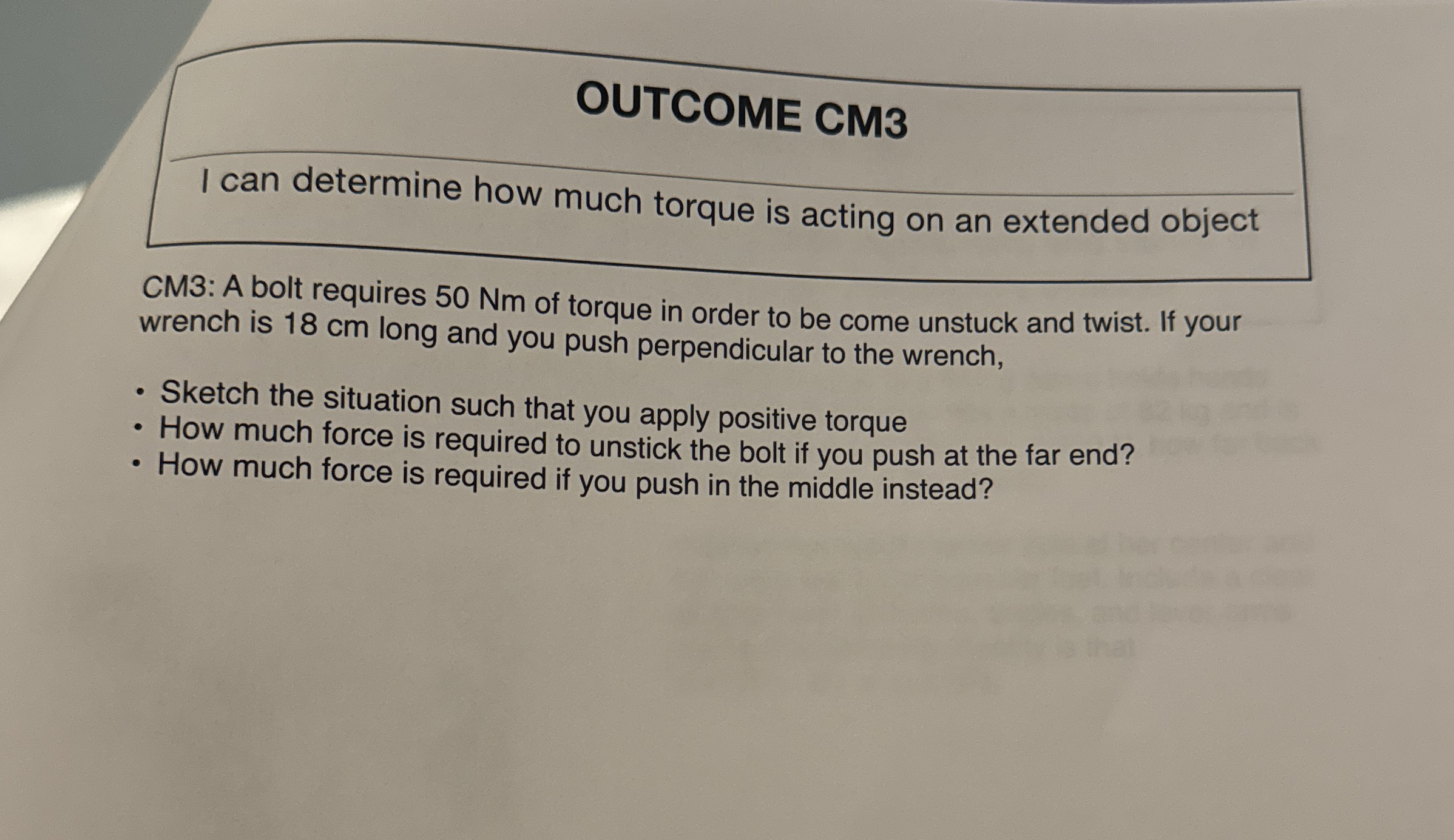 CM3I can determine how much torque is acting