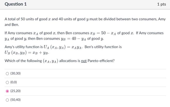 Solved A total of 50 units of good x and 40 units of good y | Chegg.com