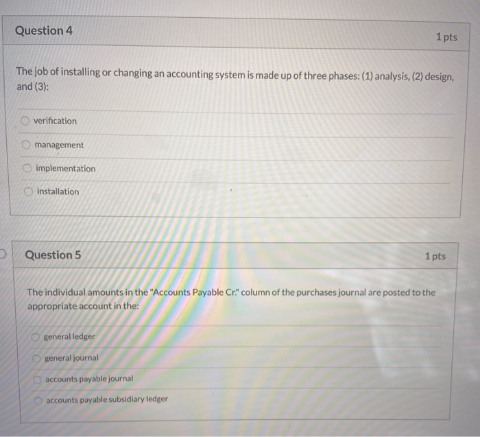 Solved Question 4 1 pts The job of installing or changing an | Chegg.com