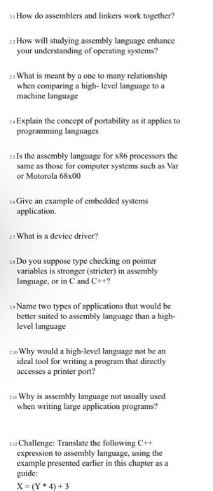 Solved 2. How do assemblers and linkers work together? 2. | Chegg.com
