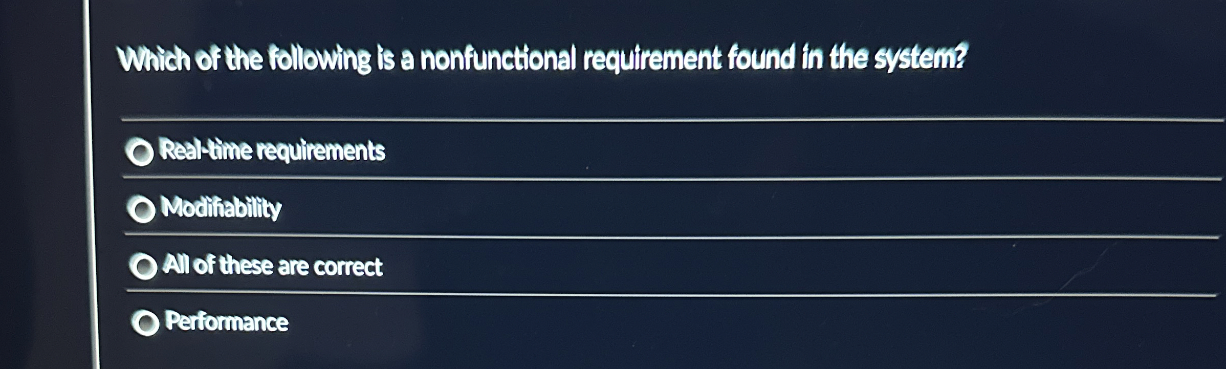 Solved Which of the following is a nonfunctional requirement | Chegg.com