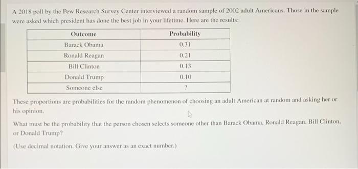 Solved A 2018 Poll By The Pew Research Survey Center | Chegg.com