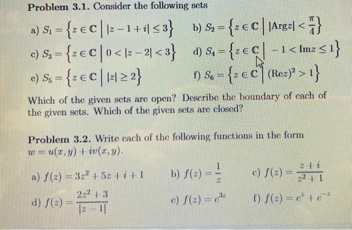 Solved Problem 3.1. Consider the following sets