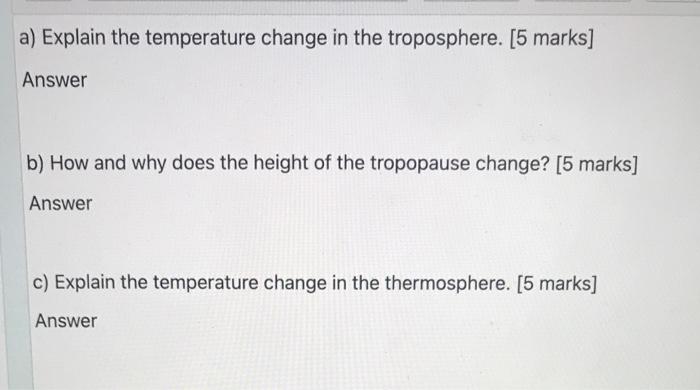 Solved 480 Thermopause 400 Thermosphere 200 Temperature | Chegg.com